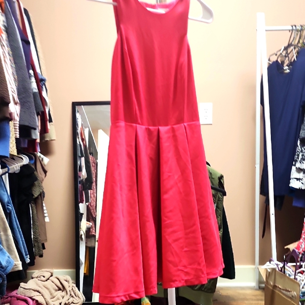 Tea and Cup pink vibrant dress with full petticoat underneath Medium